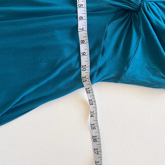 ANTHROPOLOGIE Maeve Camilla Teal Maxi Dress V Neck Knot Front Blue Size XS - Picture 14 of 15